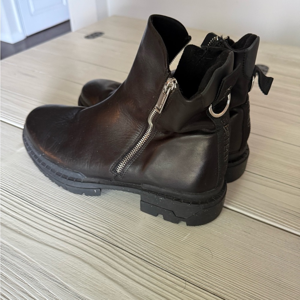 Karl Lagerfeld Black Leather Boots with Zipper